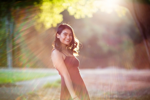 San Francisco majestic sun flare during a California teen portrait session