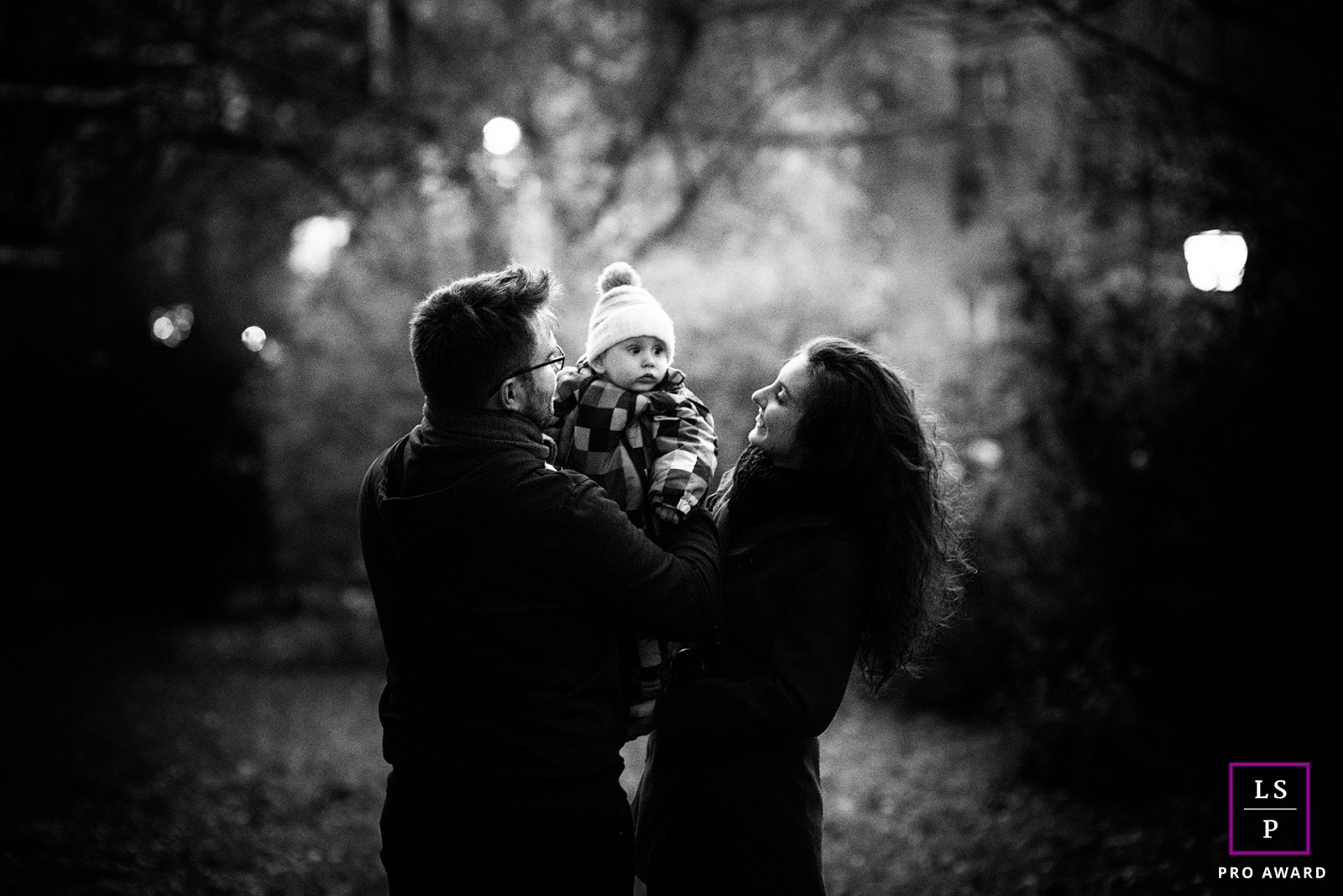 Budapest lifestyle photography | Hungary winter portrait in black and white with a baby