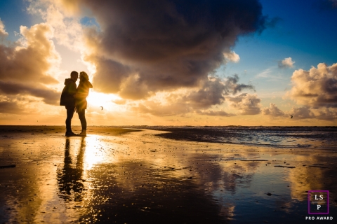 Amsterdam Creative Lifestyle Couple Portrait image at a stunning beach scene and sundown in The Netherlands