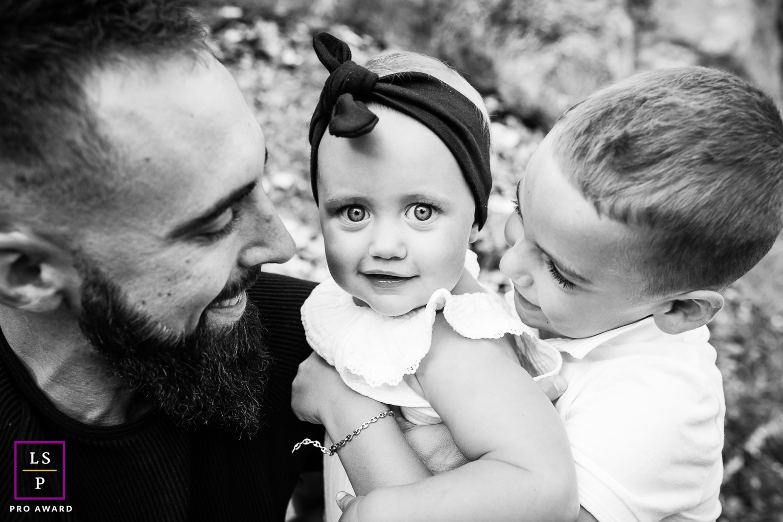 France Creative Family Lifestyle Portrait image of dad with his two children